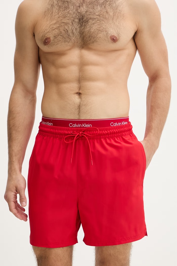 Calvin Klein plavecké šortky pánske LV00N61023 červená SS26