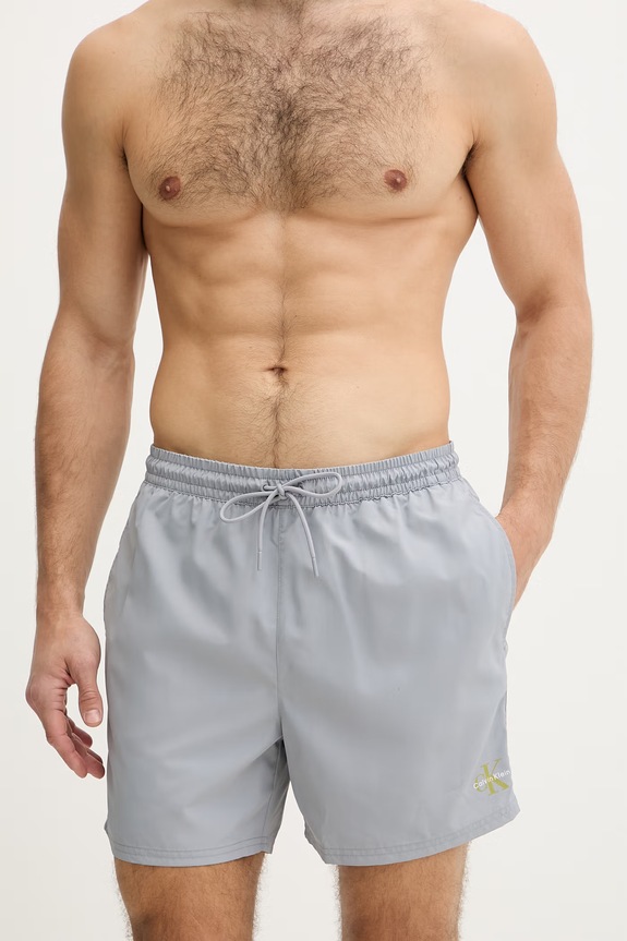 Calvin Klein plavecké šortky pánske LV00N61045 sivá SS26