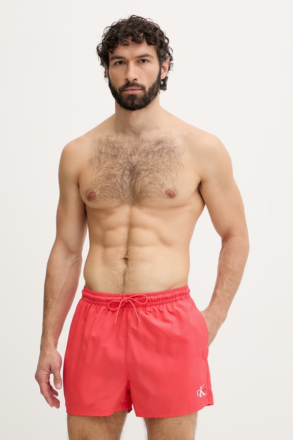Calvin Klein plavecké šortky pánske červená LV00N61046
