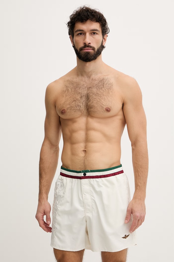 Aeronautica Militare pantaloni scurți de baie bărbați bej BW0233UCT02967