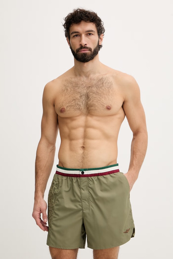 Aeronautica Militare pantaloni scurți de baie bărbați verde BW0233UCT02967