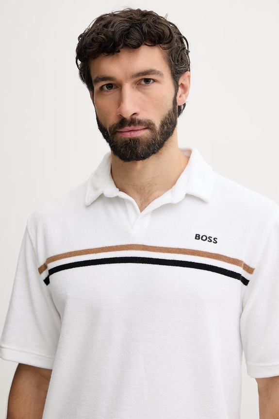 BOSS plážové tričko pánske biela 50561186
