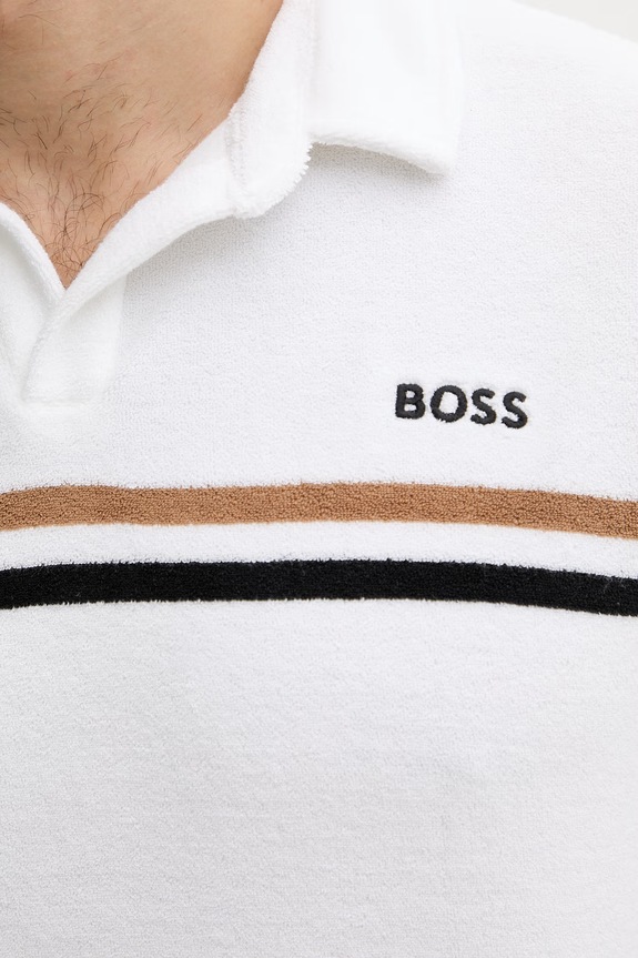 BOSS plážové tričko pánske 50561186 biela