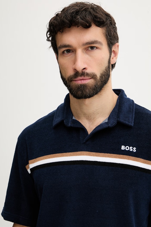 BOSS plážové tričko pánske tmavomodrá 50561186
