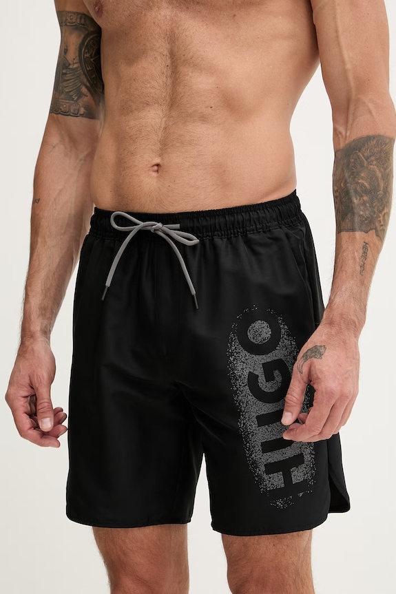 HUGO plavecké šortky pánske SPRAY_SWIM_SHORTS 50561096 čierna SS26