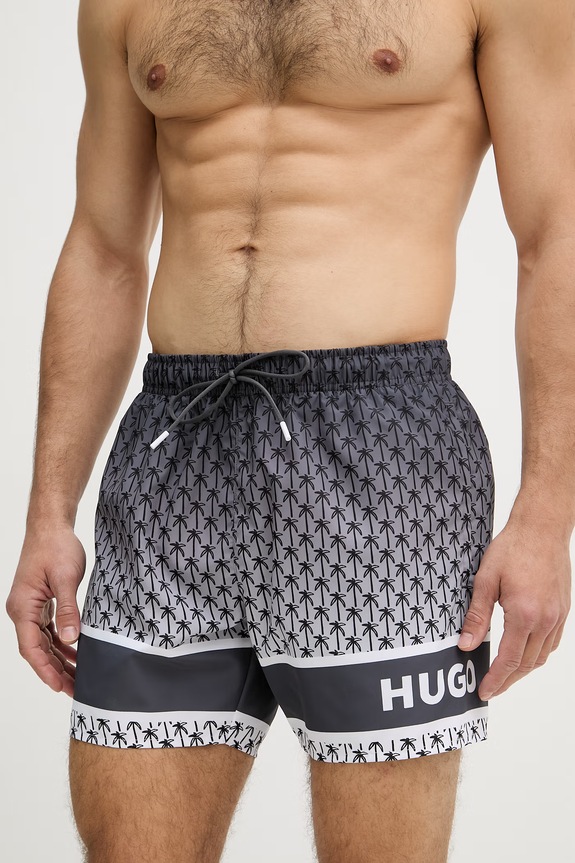 HUGO pantaloni scurți de baie pentru bărbați PALMS_SWIM_SHORTS 50561097 gri SS26