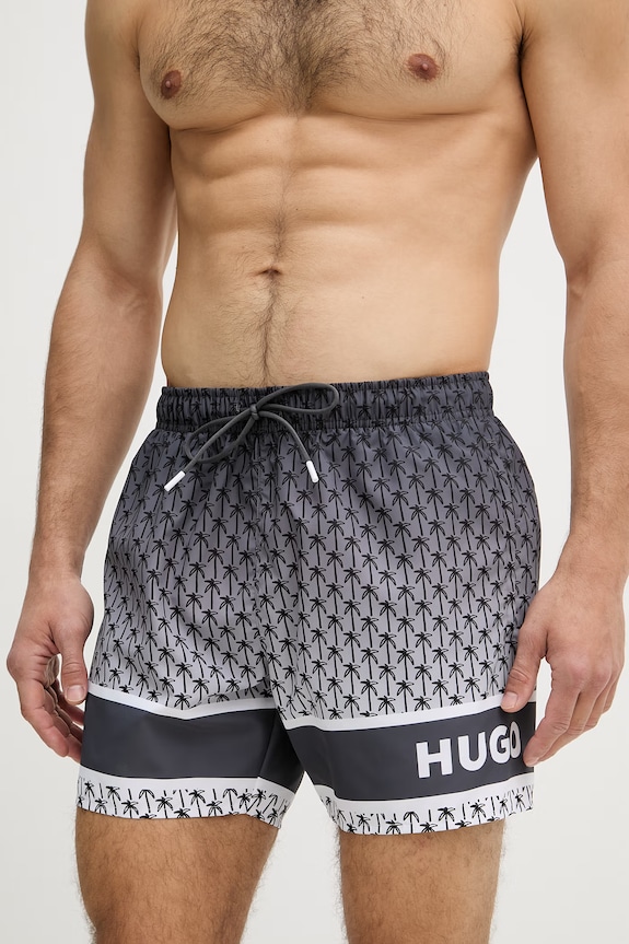 HUGO pantaloni scurți de baie pentru bărbați PALMS_SWIM_SHORTS 50561097 gri SS26