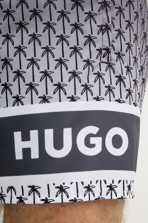 HUGO pantaloni scurți de baie pentru bărbați PALMS_SWIM_SHORTS gri 50561097