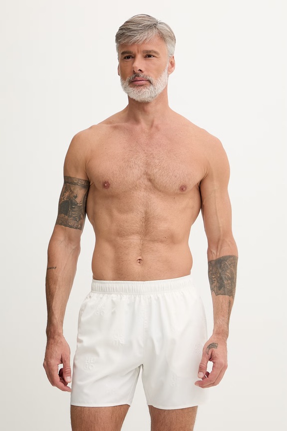 HUGO pantaloni scurți de baie pentru bărbați TONAL_LOGO alb 50561222