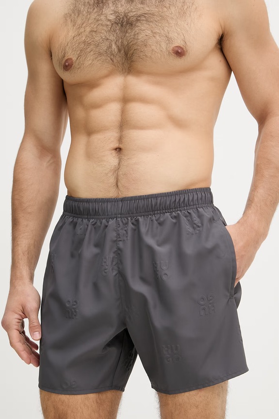 HUGO pantaloni scurți de baie pentru bărbați TONAL_LOGO 50561222 gri SS26