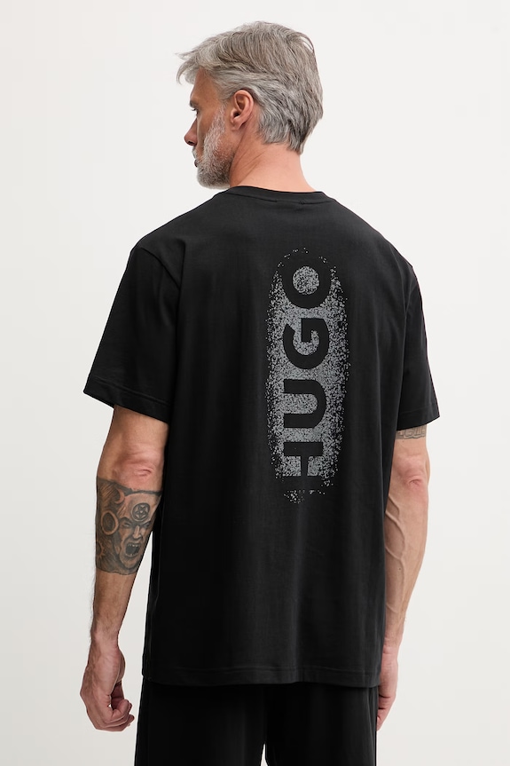 HUGO pyžamové tričko pánske bavlnené SPRAY T-SHIRT čierna 50559731