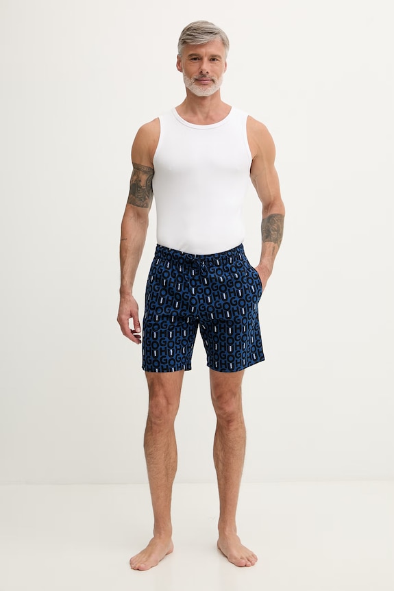 HUGO pyžamové šortky pánske bavlnené MILO SHORTS 50559741 tmavomodrá SS26