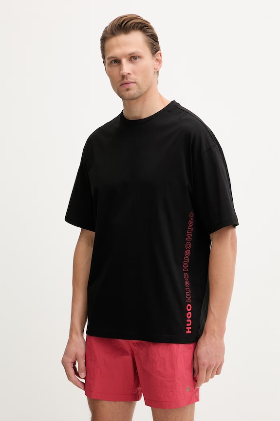 HUGO T-shirt męski bawełniany TIKI T-SHIRT czarny 50561117