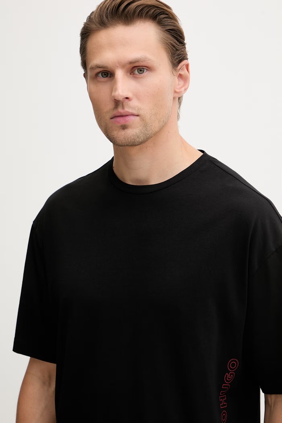 Odzież HUGO T-shirt męski bawełniany TIKI T-SHIRT 50561117 czarny