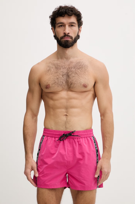 Guess Pantaloni scurți de baie bărbătești roz F6GT00.WN162