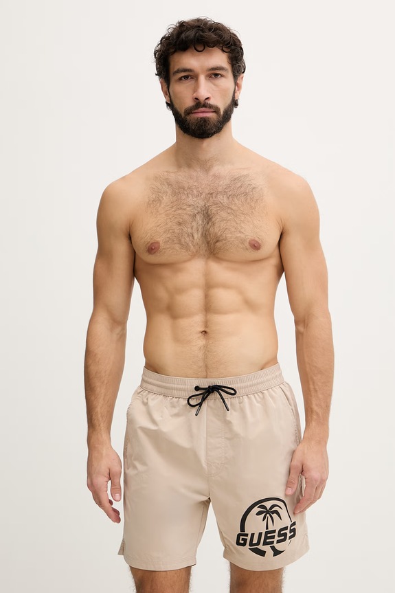 Guess pantaloni scurți de baie bărbați bej F6GT01.WN162