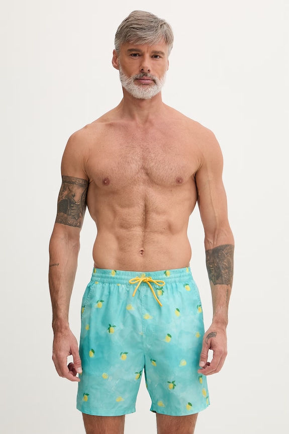Guess pantaloni scurți de baie pentru bărbați turcoaz F6GT10.WN122