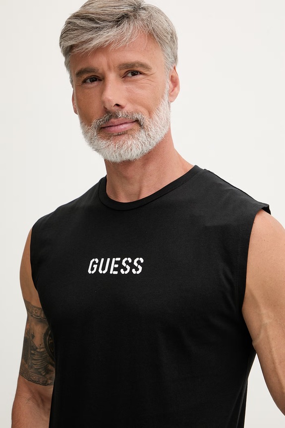 Guess piżama dwuczęściowa męska bawełniana MALCOLM U6GX02.KCAM1 czarny