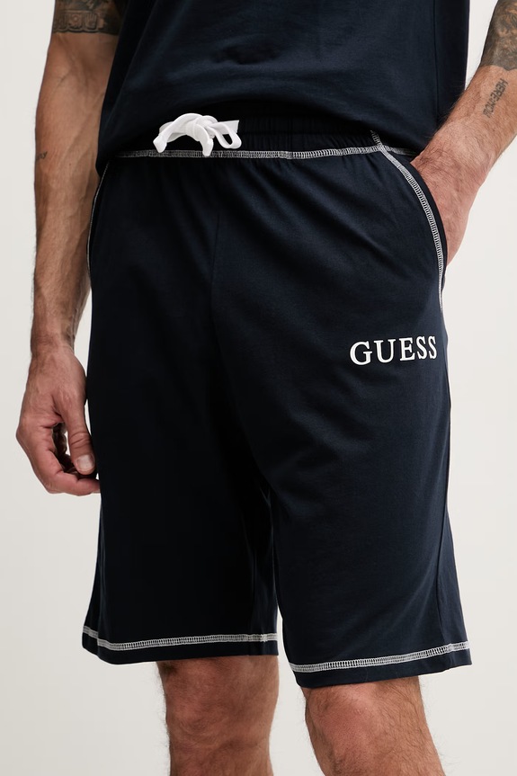 Guess pijama din două piese pentru bărbați bumbac WILLEM bleumarin U6GX03.KCAM1