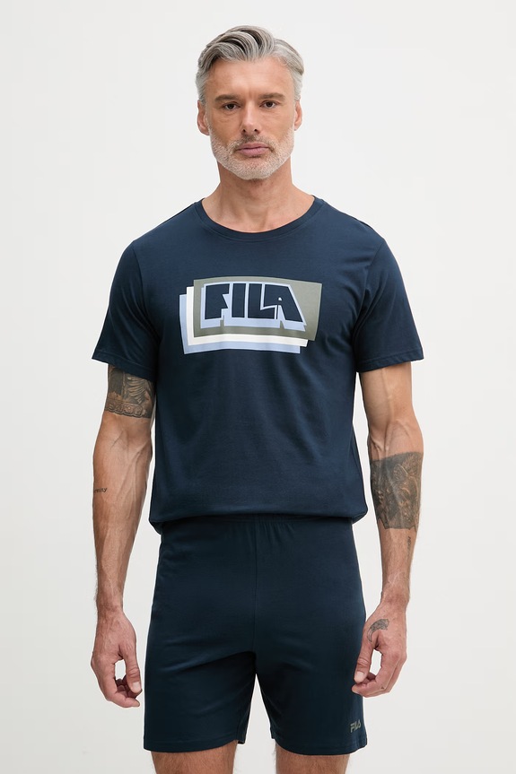 Fila pijama din două piese pentru bărbați, din bumbac bleumarin FPS1246