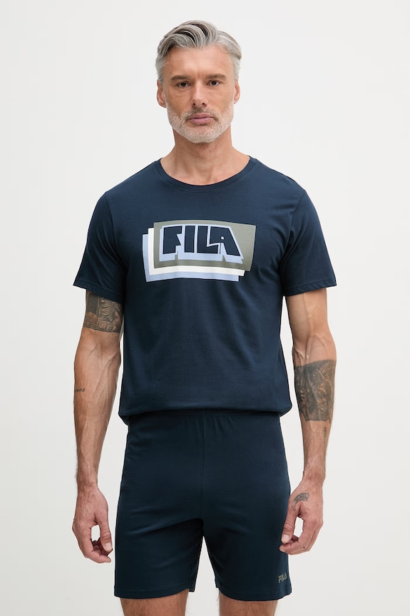 Fila pijama din două piese pentru bărbați, din bumbac bleumarin FPS1246