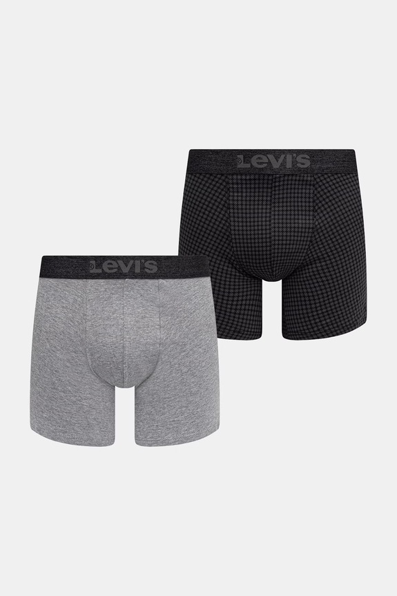 Levi's boxer da uomo in cotone con elastan pacco da 2 grigio 37149.1286