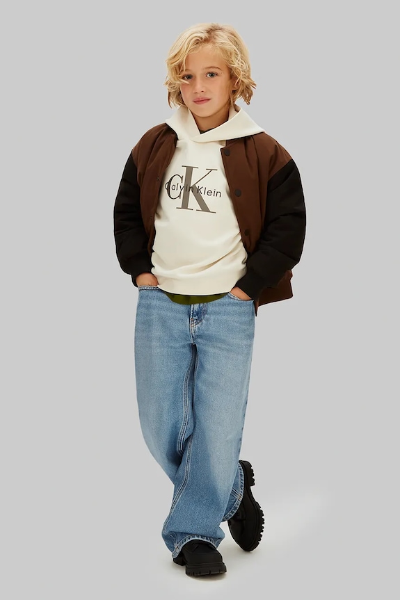 Παιδική μπλούζα Calvin Klein Jeans μπεζ IB0IB02615.128.176.PPY2