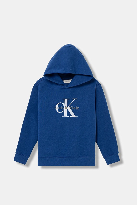 Dětská mikina Calvin Klein Jeans s kapucí modrá IB0IB02615.128.176.PPY2
