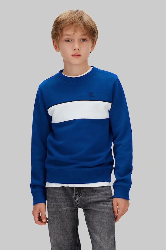 Παιδική βαμβακερή μπλούζα Calvin Klein Jeans χωρίς κουκούλα μπλε IB0IB02616.116.PPY2
