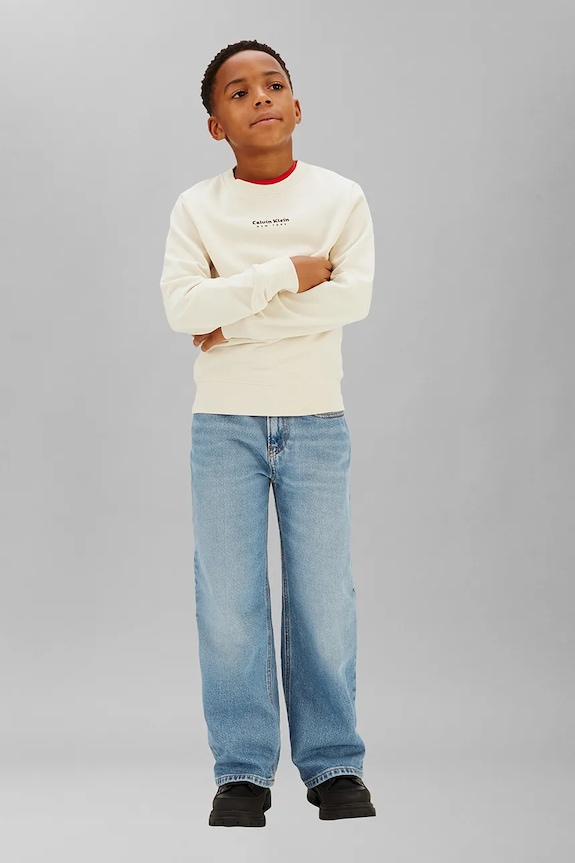 Fiú Calvin Klein Jeans gyerek melegítőfelső pamutból IB0IB02617.116.PPY2 bézs