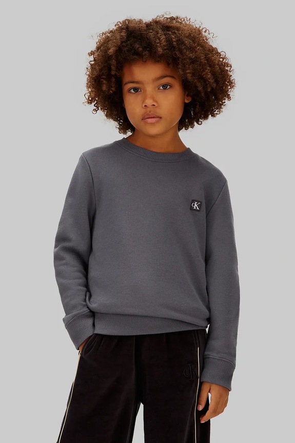 Detská mikina Calvin Klein Jeans bez kapucne sivá IU0IU00570.128.176.PPY2