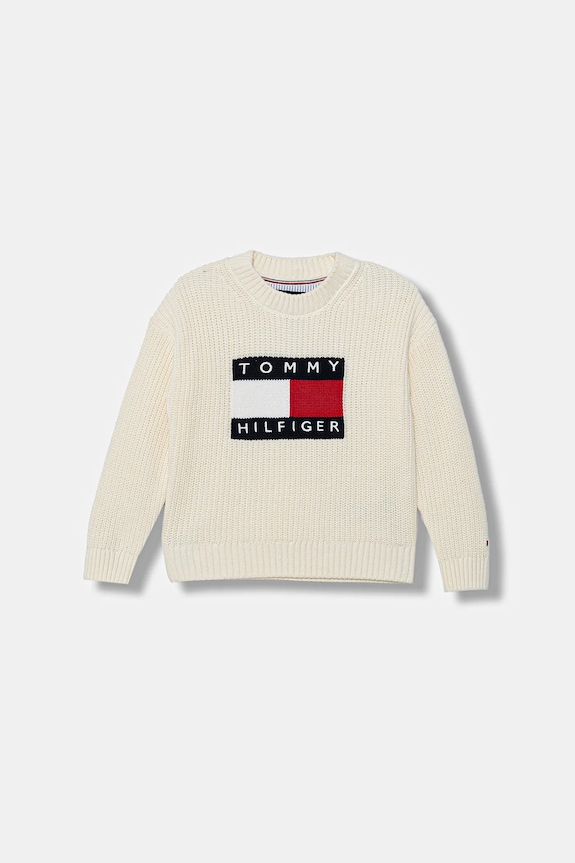Detský sveter Tommy Hilfiger stredne hrubá béžová KB0KB10071.104.122.PPY2