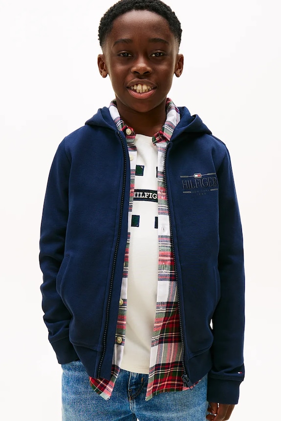 Παιδική μπλούζα Tommy Hilfiger με κουκούλα σκούρο μπλε KB0KB10362.98.122.PPY2