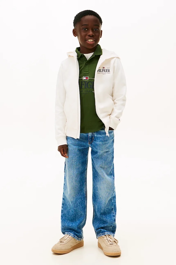 CHLAPEC Dětská mikina Tommy Hilfiger KB0KB10362.128.176.PPY2 bílá