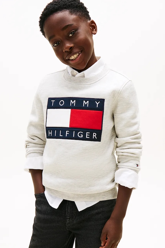 Dječja dukserica Tommy Hilfiger print siva KS0KS00709.128.176.PPY2