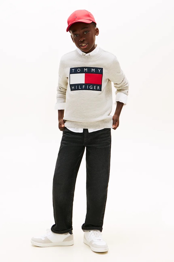 Dječja dukserica Tommy Hilfiger siva KS0KS00709.128.176.PPY2