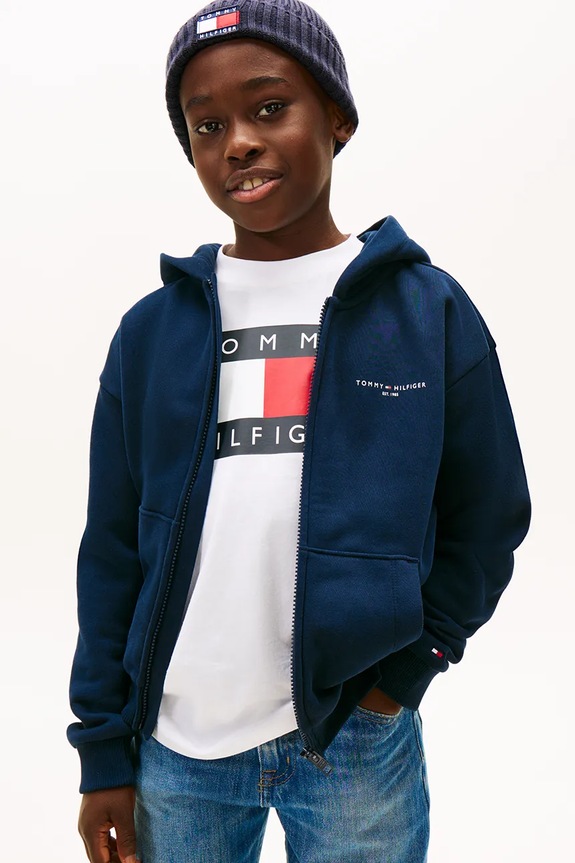 Tommy Hilfiger bluza z bawełną dziecięca z kapturem granatowy KS0KS00726.116.122.PPY2