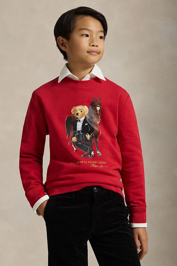 Detská bavlnená mikina Polo Ralph Lauren bavlna červená 323A10261001