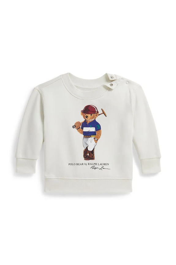Μωρουδιακό φούτερ με βαμβάκι Polo Ralph Lauren στάμπα λευκό 320A96604001