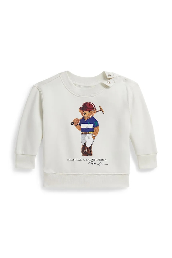 Μωρουδιακό φούτερ με βαμβάκι Polo Ralph Lauren στάμπα λευκό 320A96604001