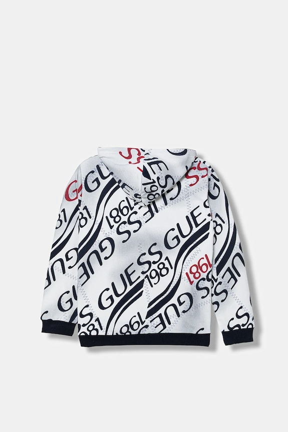 Dječja pamučna dukserica Guess L6RQ00.KA6R4.PPY2 bijela SS26