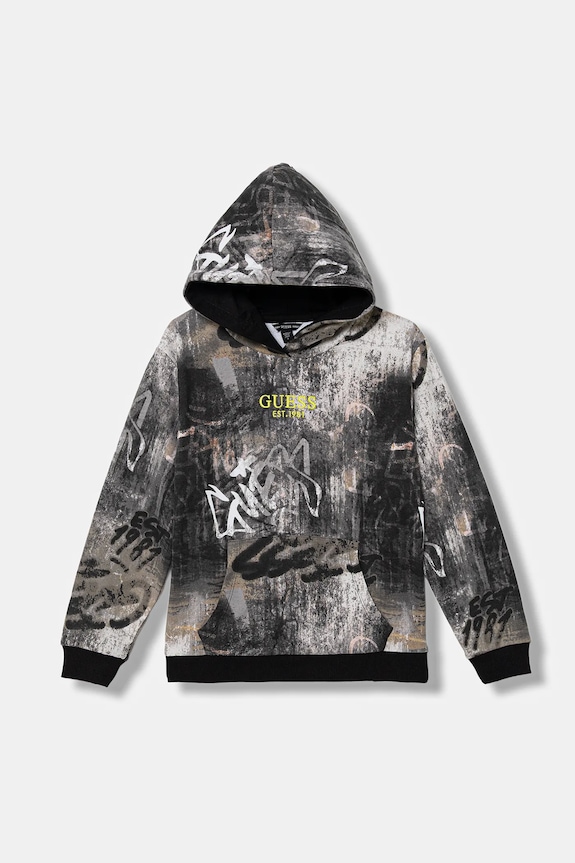 Dětská bavlněná mikina Guess s kapucí šedá L6RQ00.KA6R4.PPY2