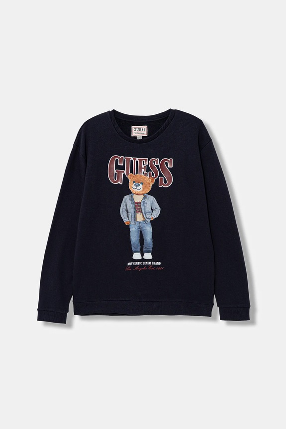 Guess bluza bawełniana dziecięca aplikacja granatowy L6RQ05.KAD74.PPY2