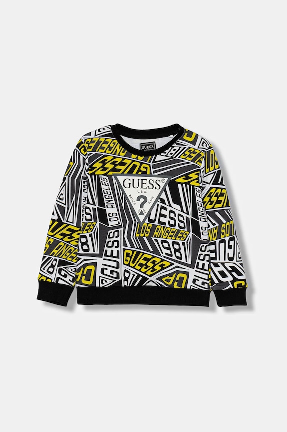 Дитяча бавовняна кофта Guess візерунок чорний N6RQ00.KA6R4.PPY2