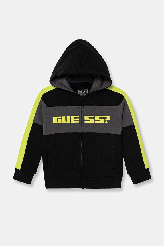 Guess bluza bawełniana dziecięca z kapturem czarny N6RQ02.KA6R4.PPY2