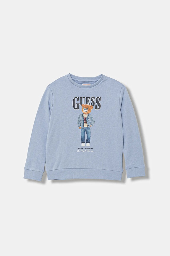 Παιδική βαμβακερή μπλούζα Guess χωρίς κουκούλα μπλε N6RQ03.KAD74.PPY2