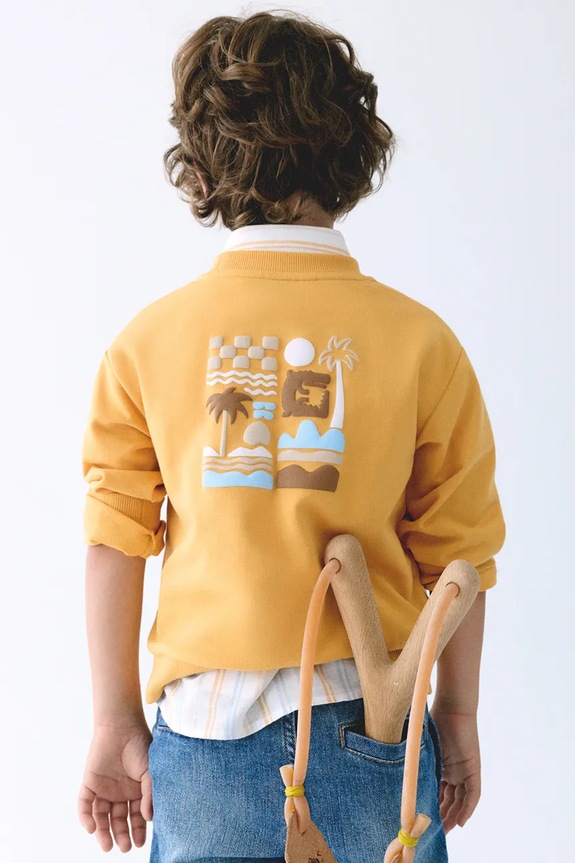 Παιδική μπλούζα Mayoral χωρίς κουκούλα κίτρινο 3434.5D.Mini.PPY2