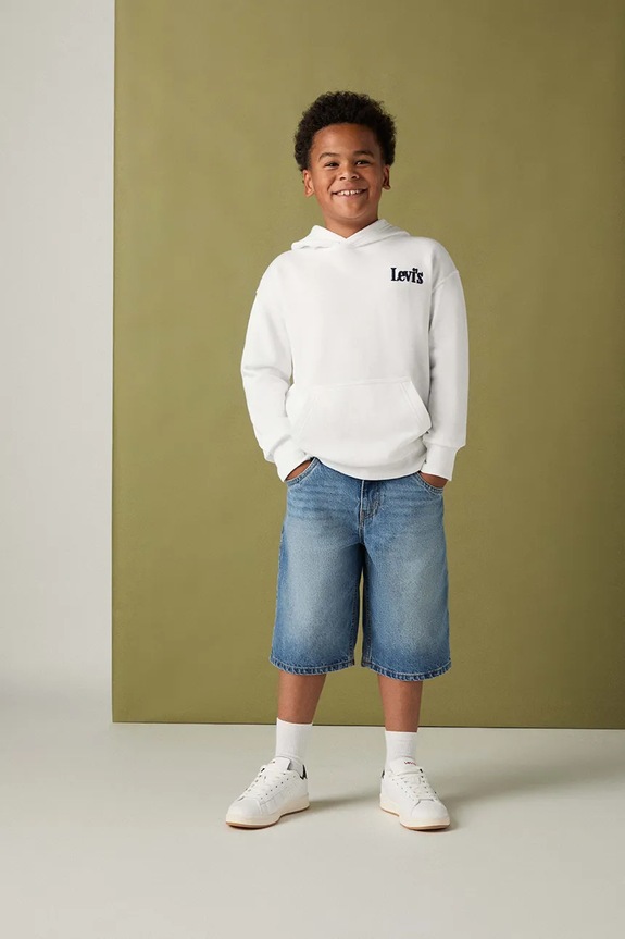 Dečki Otroški pulover Levi's CLASSIC AND CLEAN HOODIE 8EP584 bela