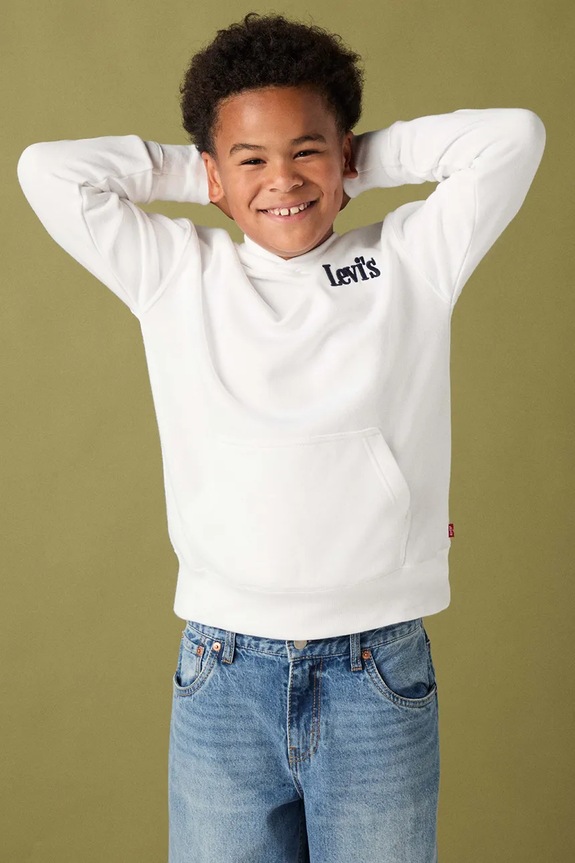 Otroški pulover Levi's CLASSIC AND CLEAN HOODIE bela 8EP584
