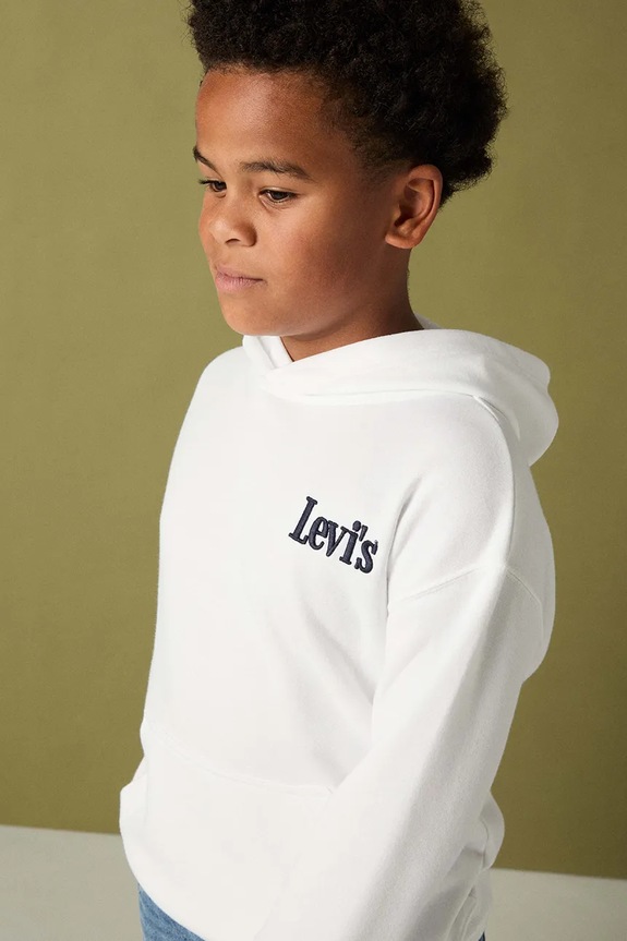 Παιδική μπλούζα Levi's CLASSIC AND CLEAN HOODIE 9EP584 λευκό